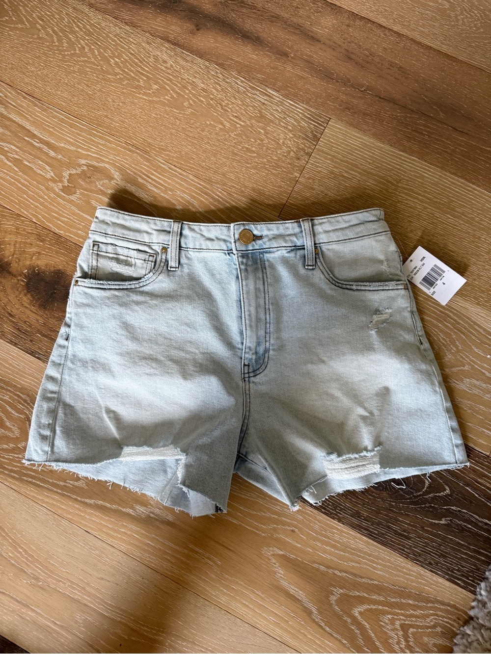 Kut from the Kloth Light Wash Frayed Hem High Rise Taylor Denim Shorts 4 NWT